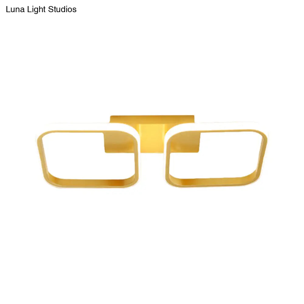 21.5’/31’/41’ L Square Semi Flush Acrylic Lamp Black/Gold Led Ceiling Mount Warm/White Light