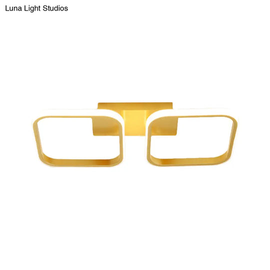 21.5’/31’/41’ L Square Semi Flush Acrylic Lamp Black/Gold Led Ceiling Mount Warm/White Light