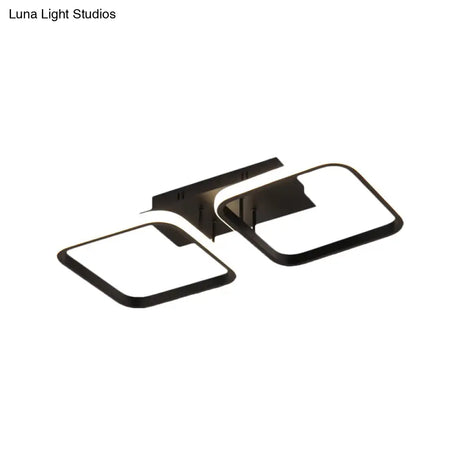 21.5’/31’/41’ L Square Semi Flush Acrylic Lamp Black/Gold Led Ceiling Mount Warm/White Light