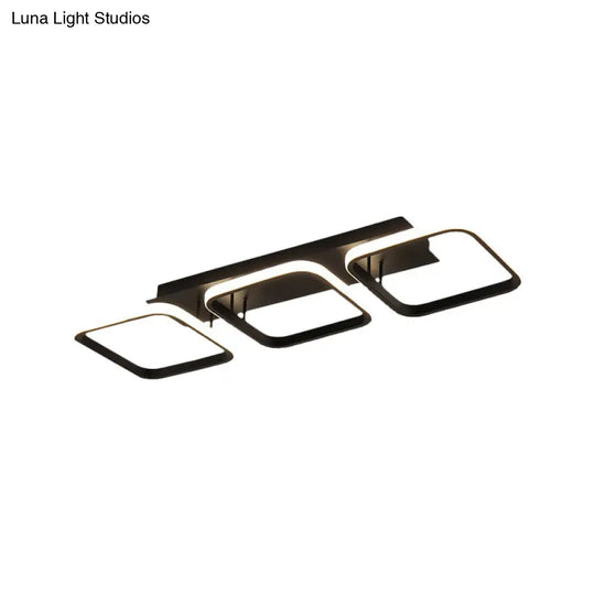 21.5’/31’/41’ L Square Semi Flush Acrylic Lamp Black/Gold Led Ceiling Mount Warm/White Light
