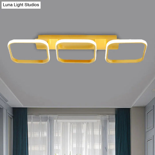 21.5/31/41 L Square Semi Flush Acrylic Lamp Black/Gold Led Ceiling Mount Warm/White Light Gold / 31