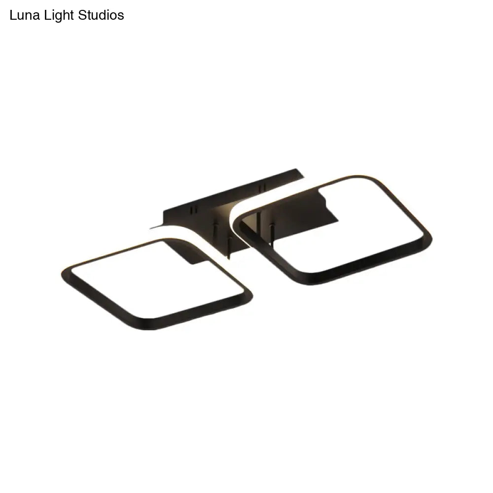 21.5’/31’/41’ L Square Semi Flush Acrylic Lamp Black/Gold Led Ceiling Mount Warm/White Light
