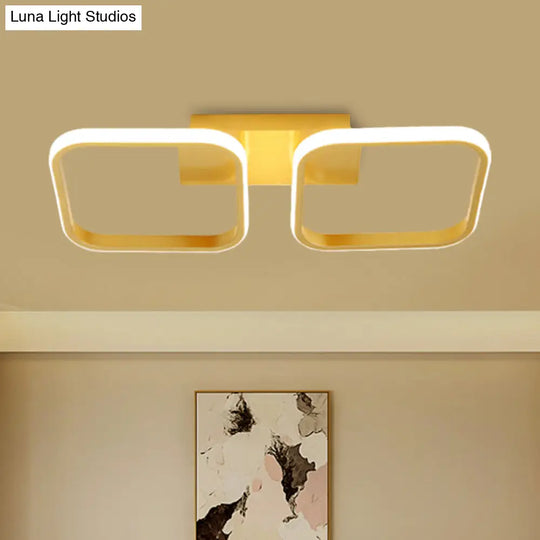 21.5’/31’/41’ L Square Semi Flush Acrylic Lamp Black/Gold Led Ceiling Mount Warm/White Light