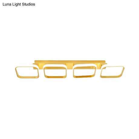 21.5’/31’/41’ L Square Semi Flush Acrylic Lamp Black/Gold Led Ceiling Mount Warm/White Light