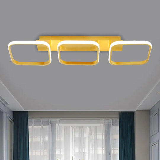 21.5’/31’/41’ L Square Semi Flush Acrylic Lamp Black/Gold Led Ceiling Mount Warm/White Light
