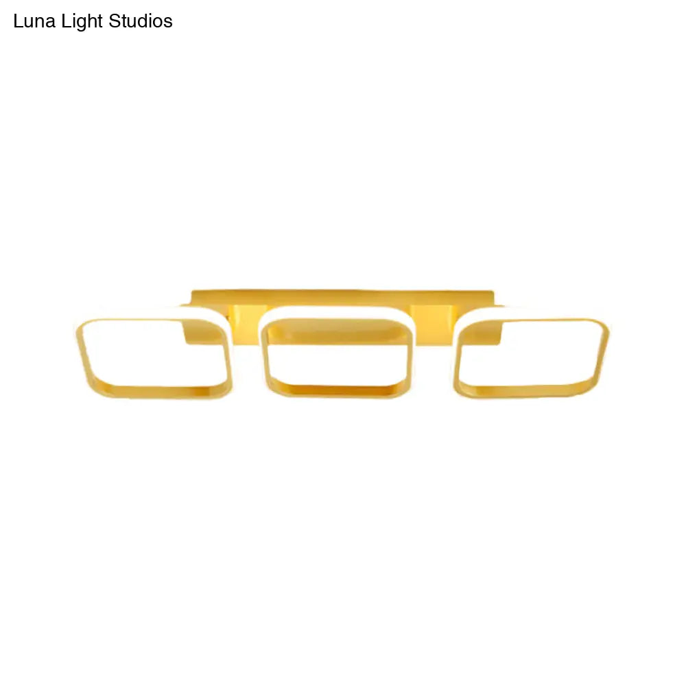 21.5’/31’/41’ L Square Semi Flush Acrylic Lamp Black/Gold Led Ceiling Mount Warm/White Light