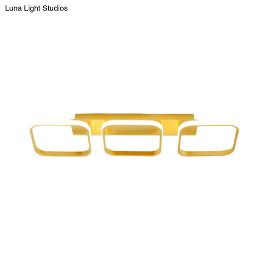 21.5’/31’/41’ L Square Semi Flush Acrylic Lamp Black/Gold Led Ceiling Mount Warm/White Light