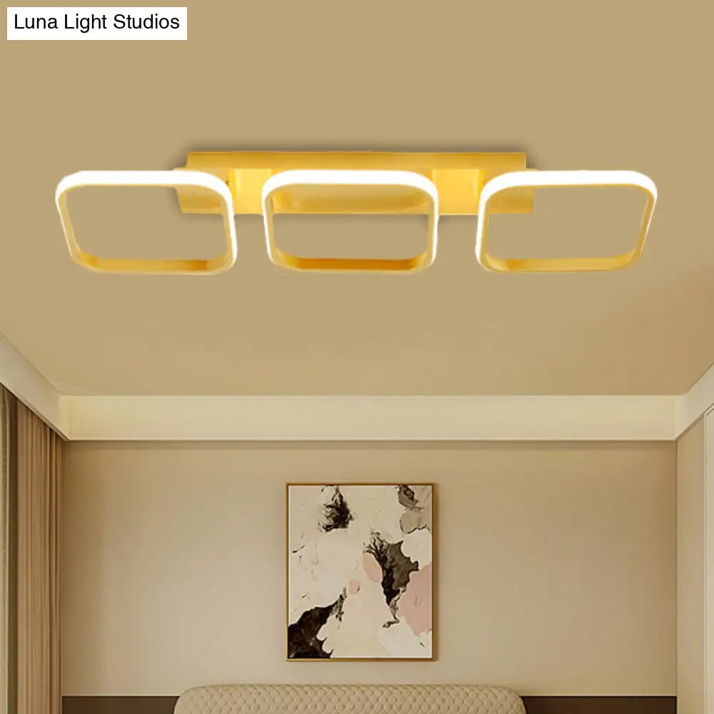 21.5/31/41 L Square Semi Flush Acrylic Lamp Black/Gold Led Ceiling Mount Warm/White Light