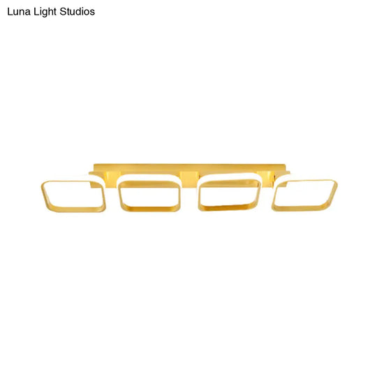 21.5’/31’/41’ L Square Semi Flush Acrylic Lamp Black/Gold Led Ceiling Mount Warm/White Light