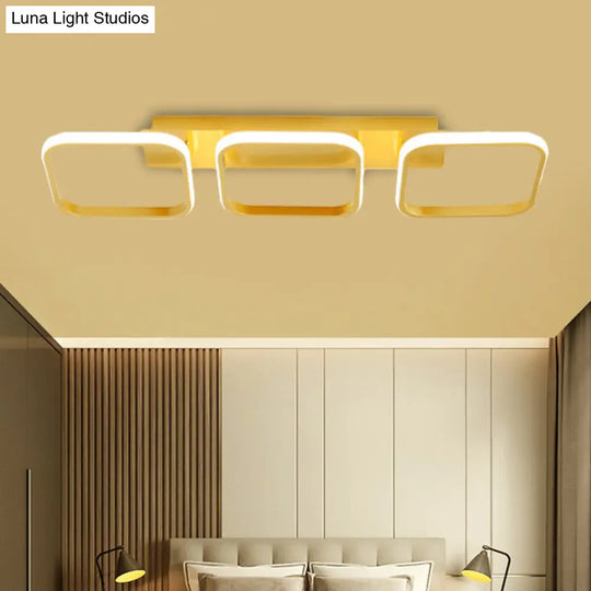 21.5/31/41 L Square Semi Flush Acrylic Lamp Black/Gold Led Ceiling Mount Warm/White Light