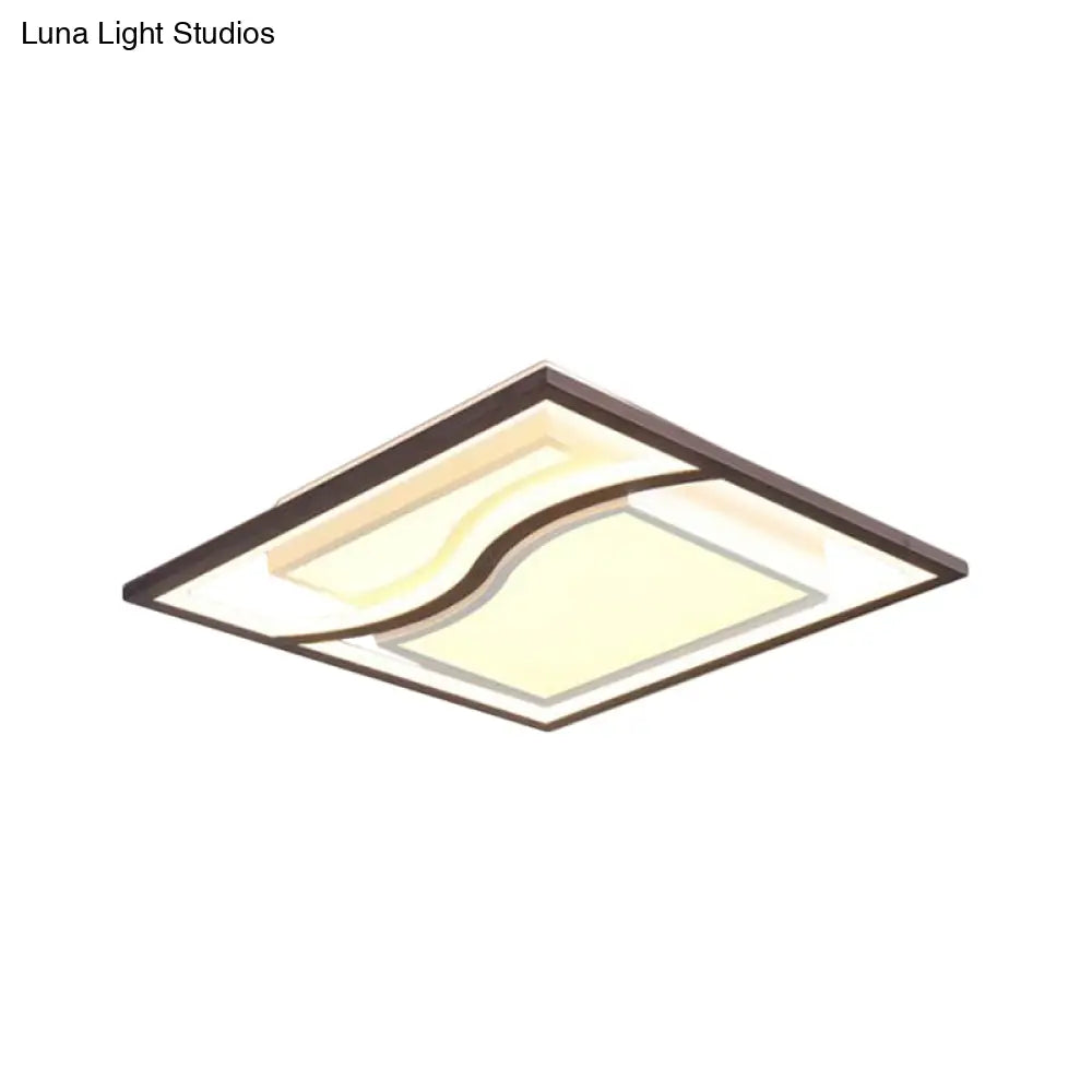 21’ Modern Square Flush Mount Led Ceiling Light In Black - Warm/White