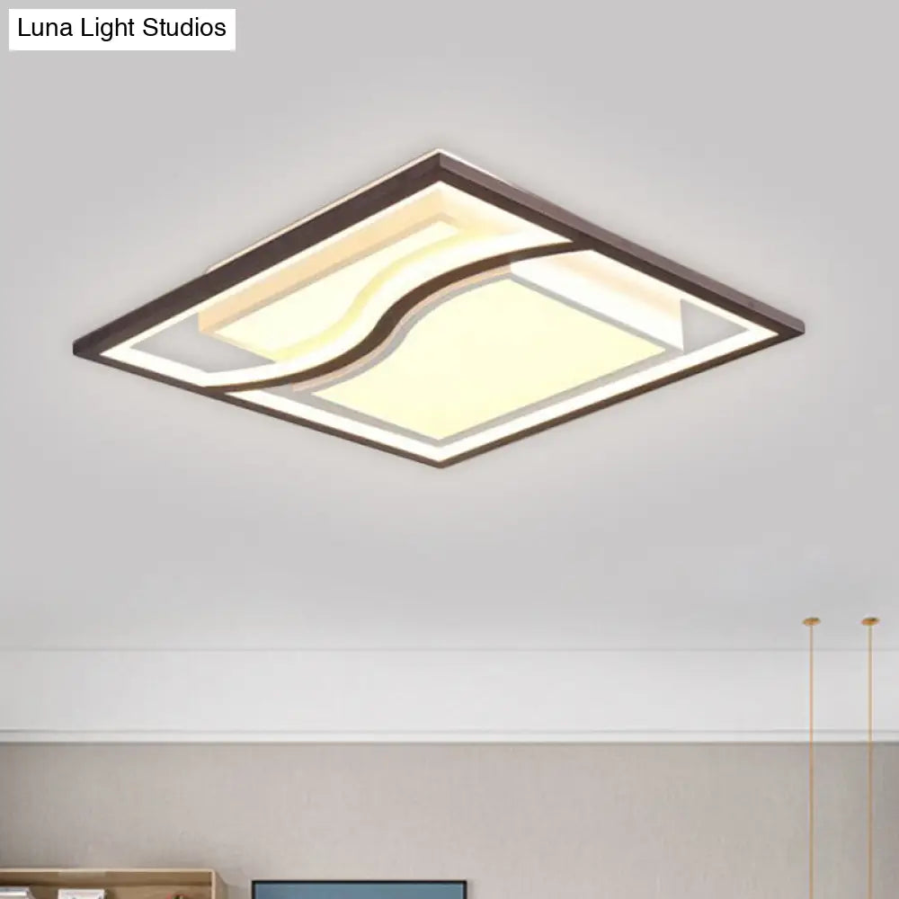 21 Modern Square Flush Mount Led Ceiling Light In Black - Warm/White / White