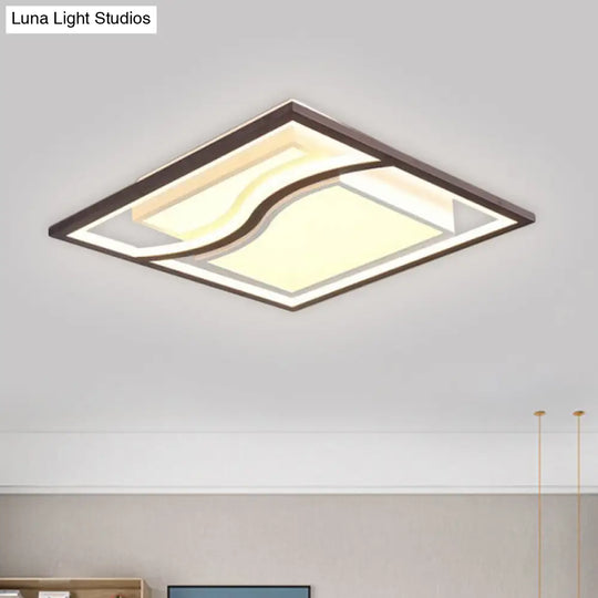 21 Modern Square Flush Mount Led Ceiling Light In Black - Warm/White / White