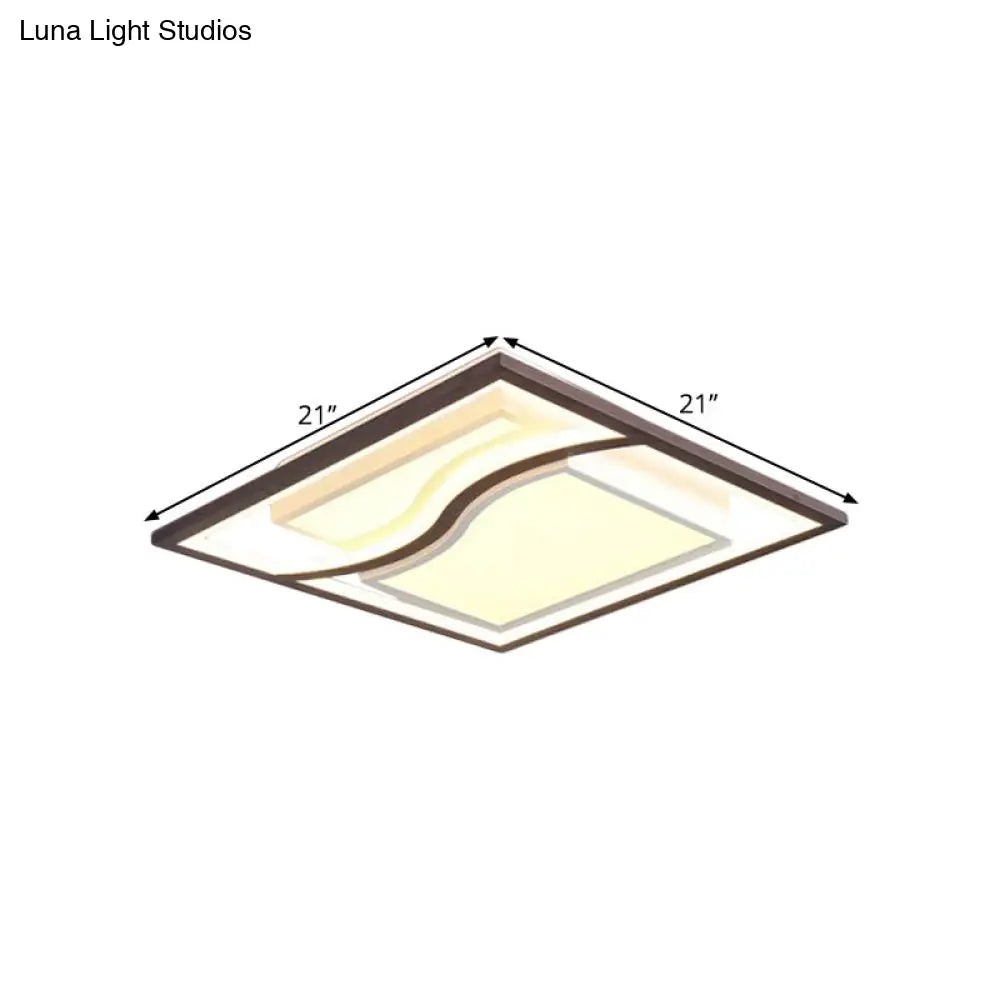 21 Modern Square Flush Mount Led Ceiling Light In Black - Warm/White