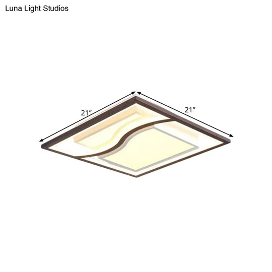 21 Modern Square Flush Mount Led Ceiling Light In Black - Warm/White