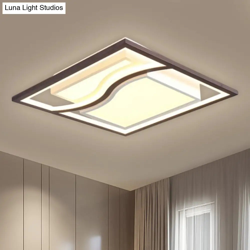 21 Modern Square Flush Mount Led Ceiling Light In Black - Warm/White