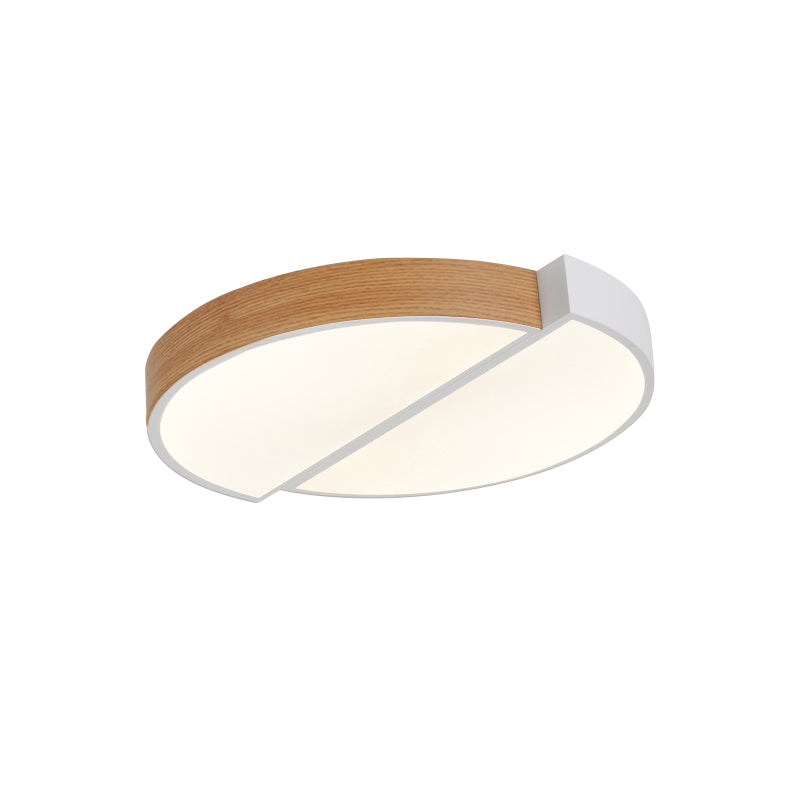 Contemporary Wood White Led Circle Flush Mount Lamp - 20.5’ And 33’ Diameter