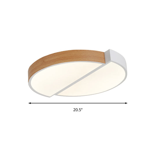 Contemporary Wood White Led Circle Flush Mount Lamp - 20.5’ And 33’ Diameter