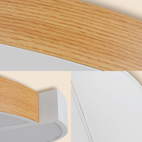 Contemporary Wood White Led Circle Flush Mount Lamp - 20.5 And 33 Diameter