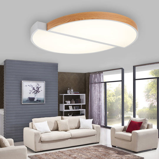 Contemporary Wood White Led Circle Flush Mount Lamp - 20.5’ And 33’ Diameter
