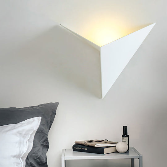 Contemporary Triangle Sheet Wall Lamp - Acrylic Black/White Led Sconce Light In Warm/White White /