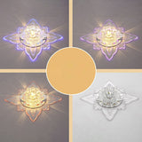 Clear Crystal Led Flushmount Ceiling Light - Floral Shaped Modern Hallway Flush Mount