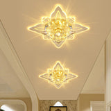 Clear Crystal Led Flushmount Ceiling Light - Floral Shaped Modern Hallway Flush Mount / Warm