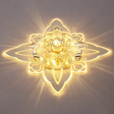 Clear Crystal Led Flushmount Ceiling Light - Floral Shaped Modern Hallway Flush Mount