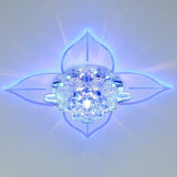 Modern Floral Crystal Led Flush Mount Ceiling Light For Corridors - Clear Finish / 9W Blue