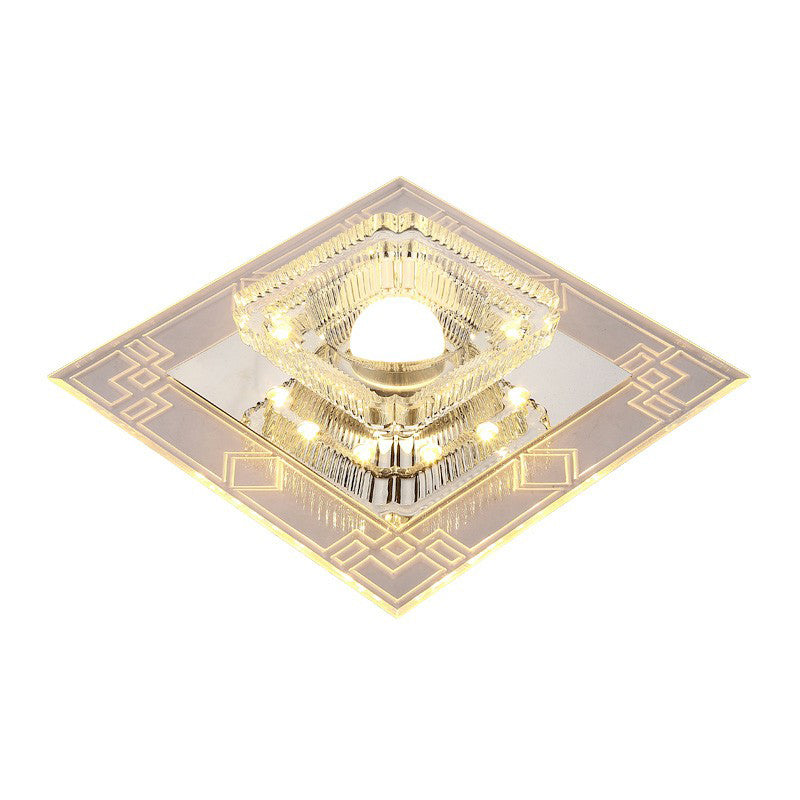 Modern Clear Crystal Led Flush Mount Ceiling Light For Entryway
