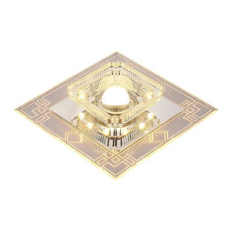 Modern Clear Crystal Led Flush Mount Ceiling Light For Entryway