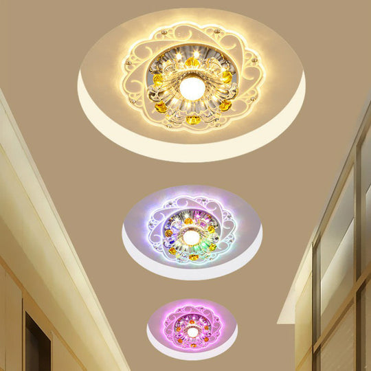 Modern Crystal Clear Led Flush Ceiling Light For Hallway - Blossom Fixture