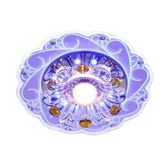 Modern Crystal Clear Led Flush Ceiling Light For Hallway - Blossom Fixture