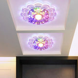 Clear Crystal Hallway Led Flush Ceiling Light Modern Blossom Shape For A Stylish Look / 9W Multi