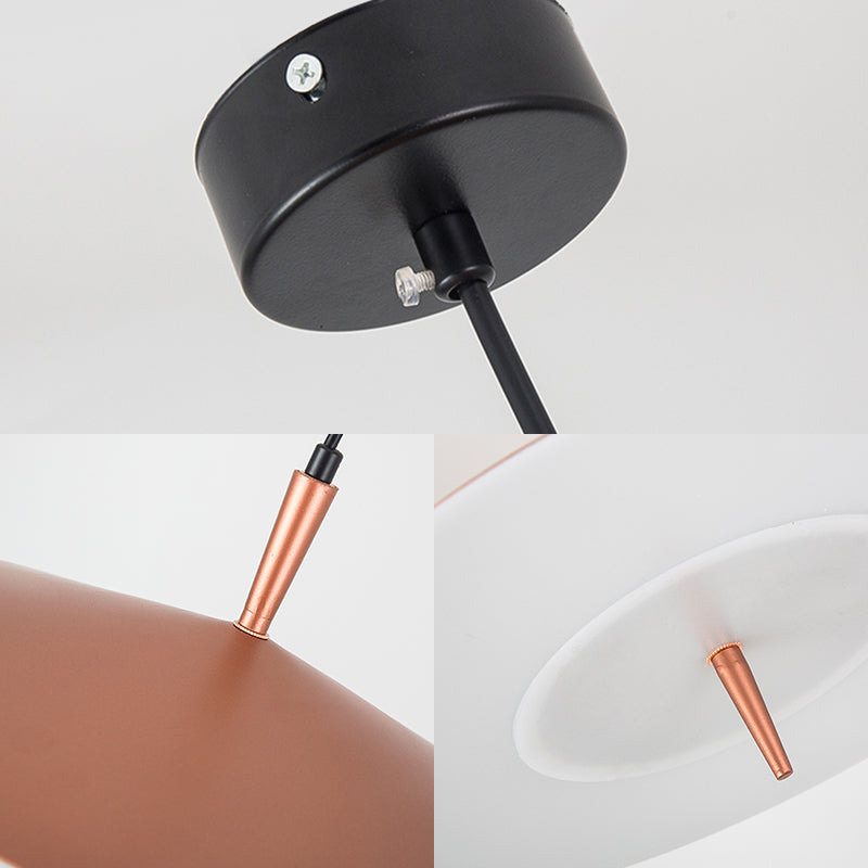 Contemporary Rose Gold Slim Led Pendant Light With Acrylic Shade And White Glow