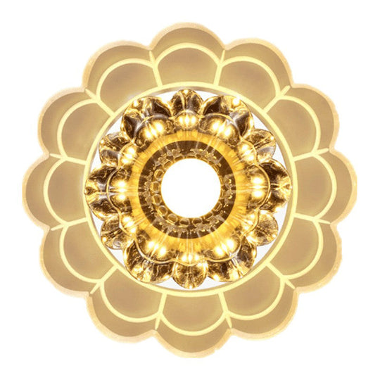 Clear Crystal Hallway Led Flush Ceiling Light Modern Blossom Shape For A Stylish Look