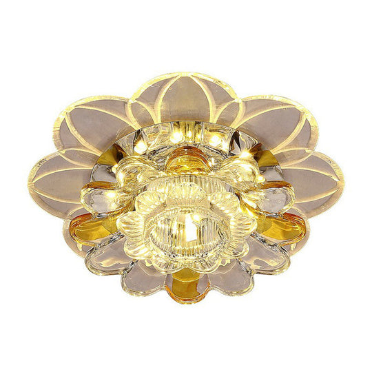 Crystal Clear Led Floral Flush Mount Ceiling Light