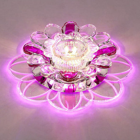 Crystal Clear Led Floral Flush Mount Ceiling Light