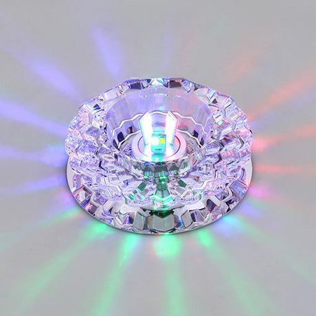 Contemporary Crystal Corridor Led Flush Mount Ceiling Light In Clear With Floral Design