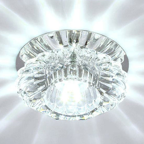 Modern Crystal Clear Flower Shade Led Flush Mount Ceiling Light For Corridor - Stylish & Efficient
