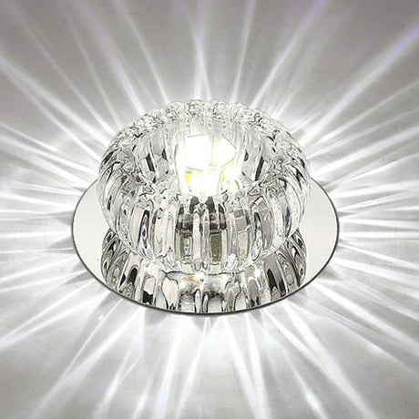 Clear Crystal Led Flush Mount Ceiling Light For Hallways - Simplicity Round Design