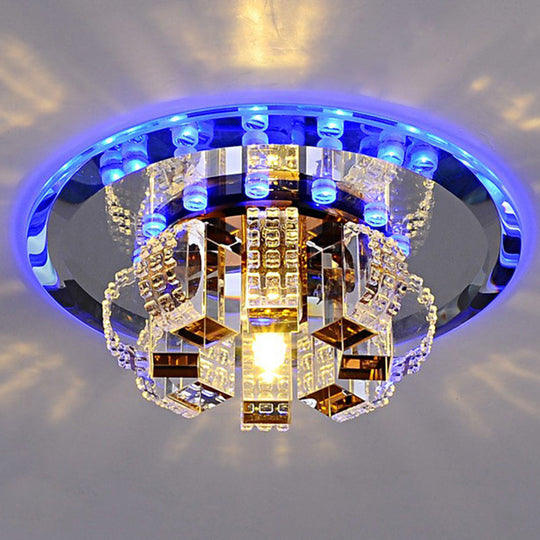 Minimalist Crystal Flush Mount Led Light Fixture For Foyer