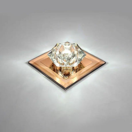 Crystal Gem Led Ceiling Light For Foyers And Hallways - Simple Stylish Flush Mount Tan / 5.5 White