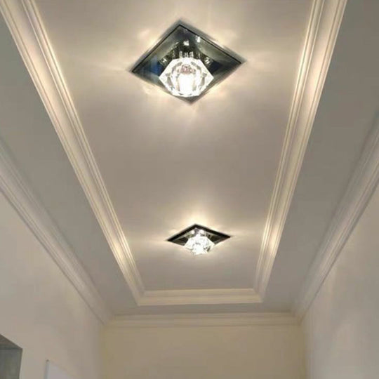 Crystal Gem Led Ceiling Light For Foyers And Hallways - Simple Stylish Flush Mount