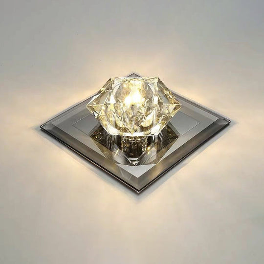 Crystal Gem Led Ceiling Light For Foyers And Hallways - Simple Stylish Flush Mount Black / 7 Warm