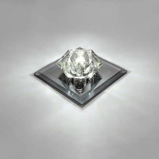 Crystal Gem Led Ceiling Light For Foyers And Hallways - Simple Stylish Flush Mount Black / 5.5’