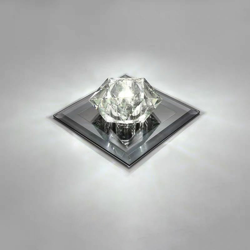 Crystal Gem Led Ceiling Light For Foyers And Hallways - Simple Stylish Flush Mount Black / 5.5 White