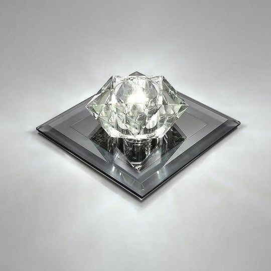 Crystal Gem Led Ceiling Light For Foyers And Hallways - Simple Stylish Flush Mount Black / 7 White