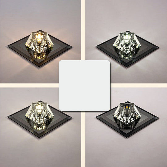Artistic Gemstone Flush Ceiling Light With Led Crystal Corridor Accent