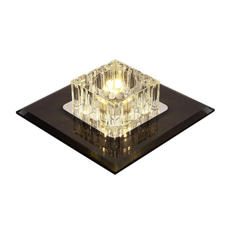 Contemporary Crystal Flush Mount Ceiling Light For Hallways - Led Lighting Fixture